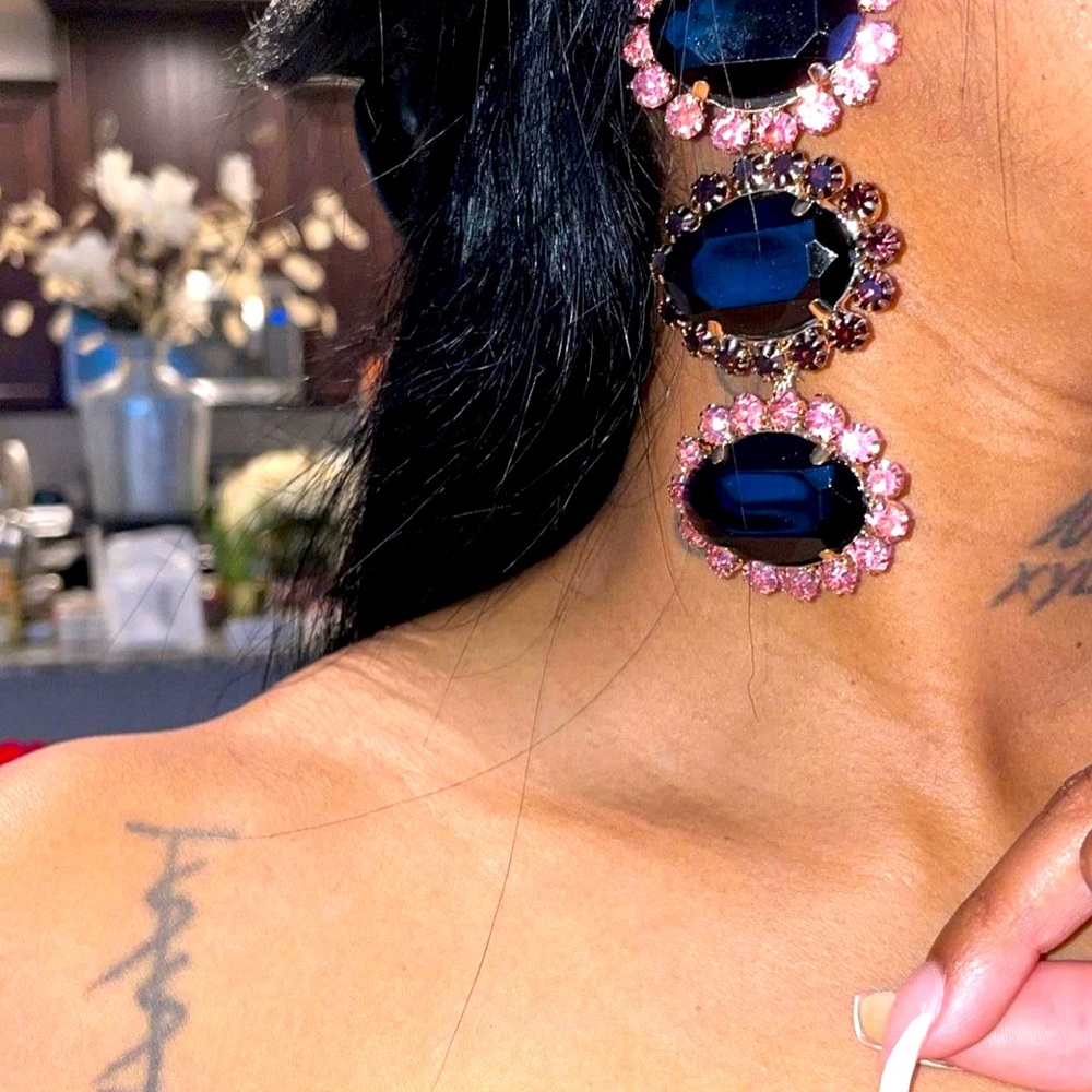 Shine pink rhinestone earrings